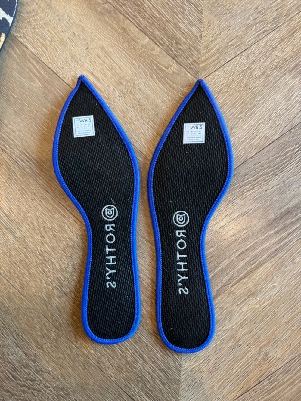 Rothy's Leopard Print Pointed Toe Flats in Black and Tan - Picture 7 of 12